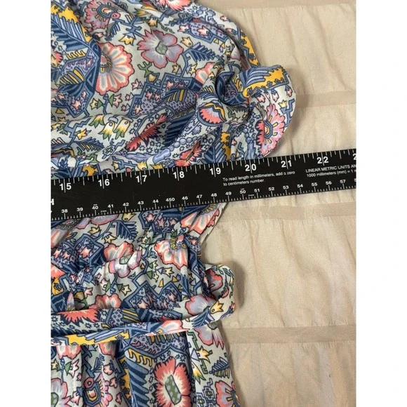 Ella Moss Maxi Dress Floral Print V Neck‎ Tie Waist Casual Blue Size L - Picture 8 of 8